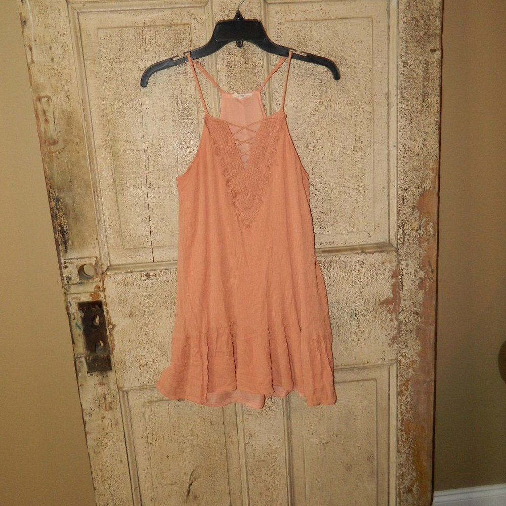Entro Crochet Lace Front Halter Dress Size Small (CC-25)